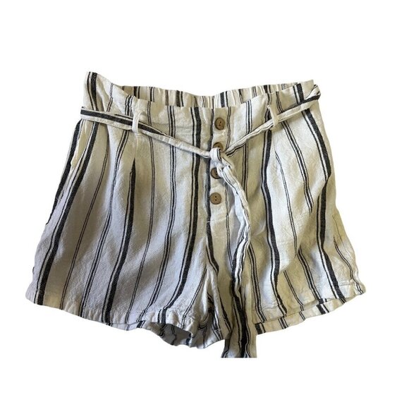 Sapphire Red Women's Striped Linen Blend Shorts Size L Summer Vacation Resort - Picture 1 of 8